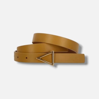 Bottega Veneta Women's Brown Reversible Triangle Leather Belt Size 70