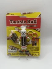 Vintage 2000 Basic Fun Tootsie Roll Keychain Figure with Candy New Sealed