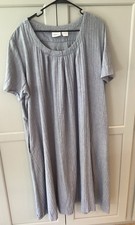The Vermont Country Store Cotton Herringbone Smocked Neck A-Line MIDI Dress 3X