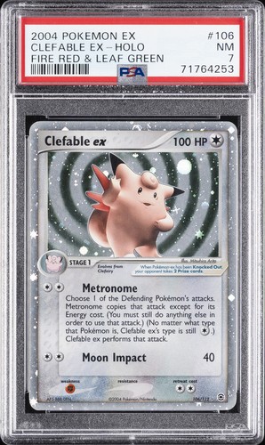 2004 POKEMON EX FIRE RED & LEAF GREEN #106 CLEFABLE EX-HOLO PSA 7
