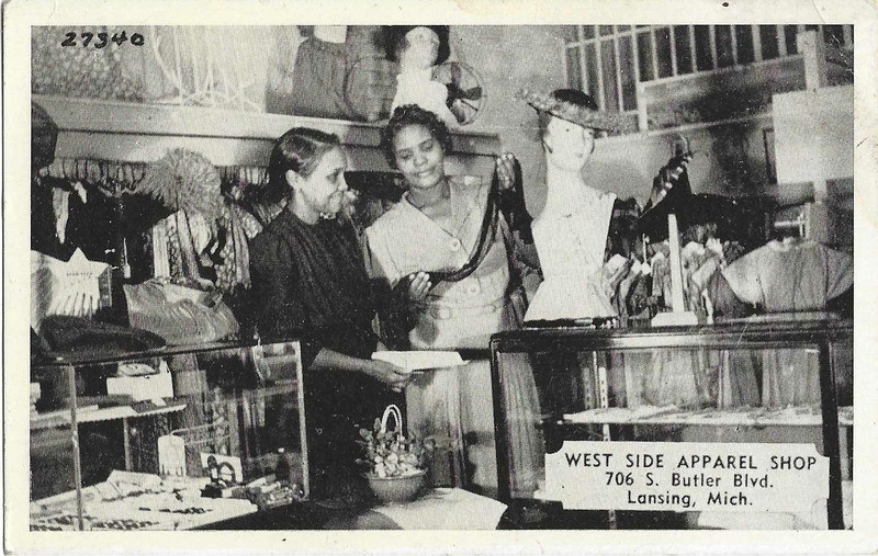 Clara Busby~1st African American Owner Dress Shop~Lansing MI~1940s Vtg. Postcard