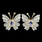 925 Sterling Silver Earrings Oval Tanzanite 5x4mm Butterfly Gemstone Jewelry
