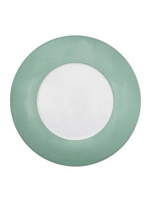 Bernardaud Limoges Ecume Dinner Plate 12'' Mint Green Rim   Fine French Porcelain