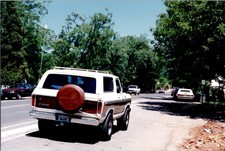 VTG Found Photo 1980s Ford Bronco Original Wood Panel California Plates Street