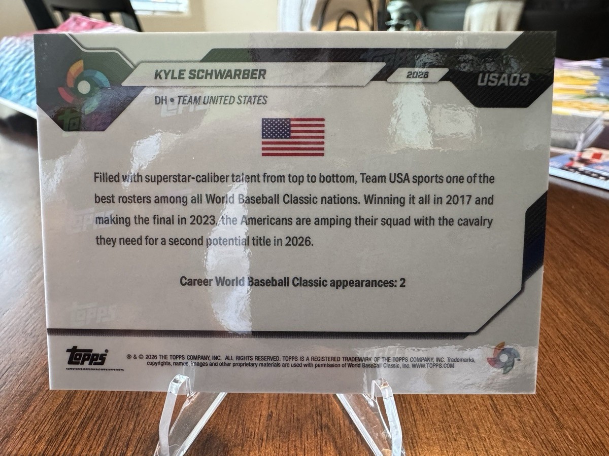 2026 Topps Now WBC Kyle Schwarber Team USA #USA03 Orange Foil