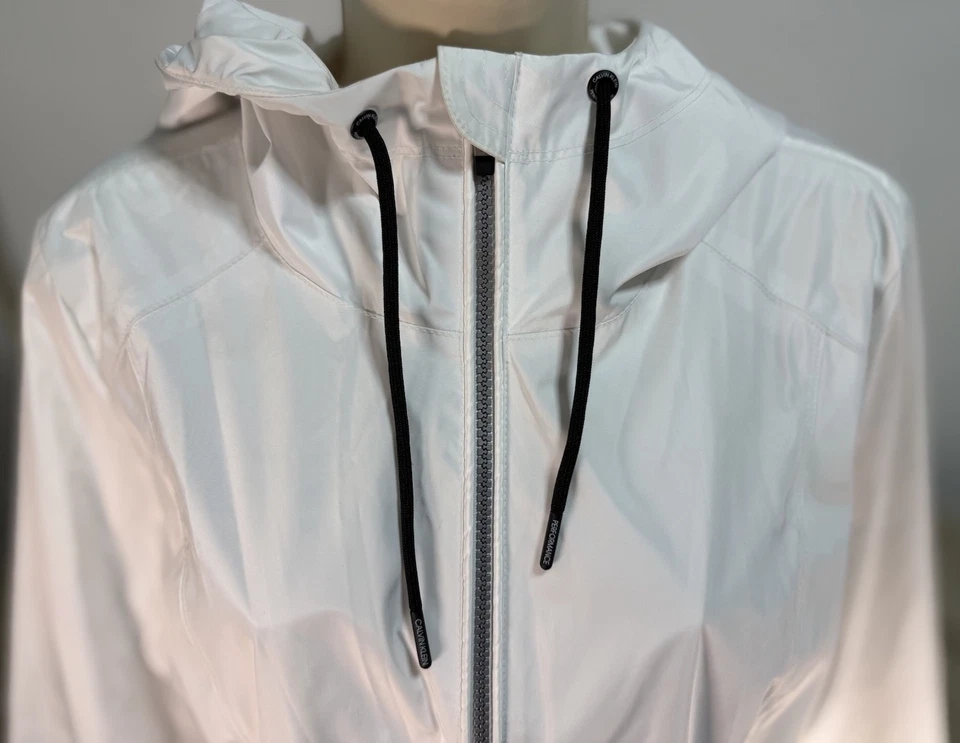 Jaqueta corta-vento Calvin Klein Performance com capuz zíper completo branca tamanho: M em excelente estado usado - Imagem 3 de 4