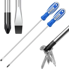 Amartisan 2-Piece 12'' long Phillips & Slotted Screwdriver, Blue 