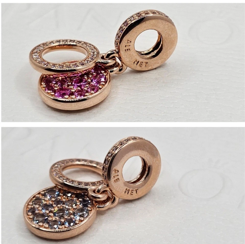 🎁 2 Authentic Pandora ROSE SPARKLING DANGLE CHARMS - Image 2 of 4