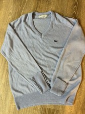 Lacoste Izod Baby Blue Wool Knit Sweater Vintage 70s/80s V-Neck Size XL