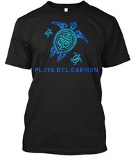 Playa Del Carmen Mexico Sea Blue T-Shirt Made in the USA Size S to 5XL