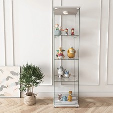 Tempered Glass Display Cabinet with LED lights glass shelves Transparent