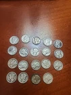 Lot of 19 Random Date Mercury Silver Dimes 90% Silver 1918 to 1943