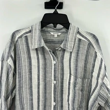 Splendid Collection Women's Bowen Linen Blend Button Down Shirt - Gray - S - NWT