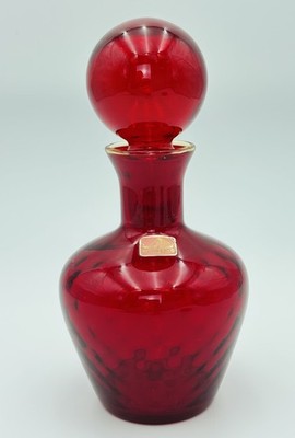 Vintage MCM Viking Glass Ruby Red Decanter with Stopper 8 