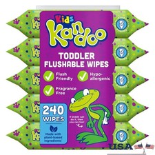 Hypoallergenic Flushable Wipes Kids 240 Count Travel Case Potty Training New