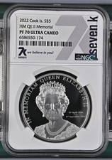 2022 In Memoriam Queen Elizabeth II 1 oz .999 Silver Proof PF70 Ultra Cameo
