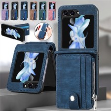 For Samsung Galaxy Z Flip7 6 5 4 3 Leather Zip Wallet Card Case Shockproof Cover