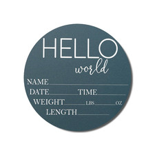 Baby Announcement Sign for Newborn Boys and Girls Color Bases - Hello World Nu