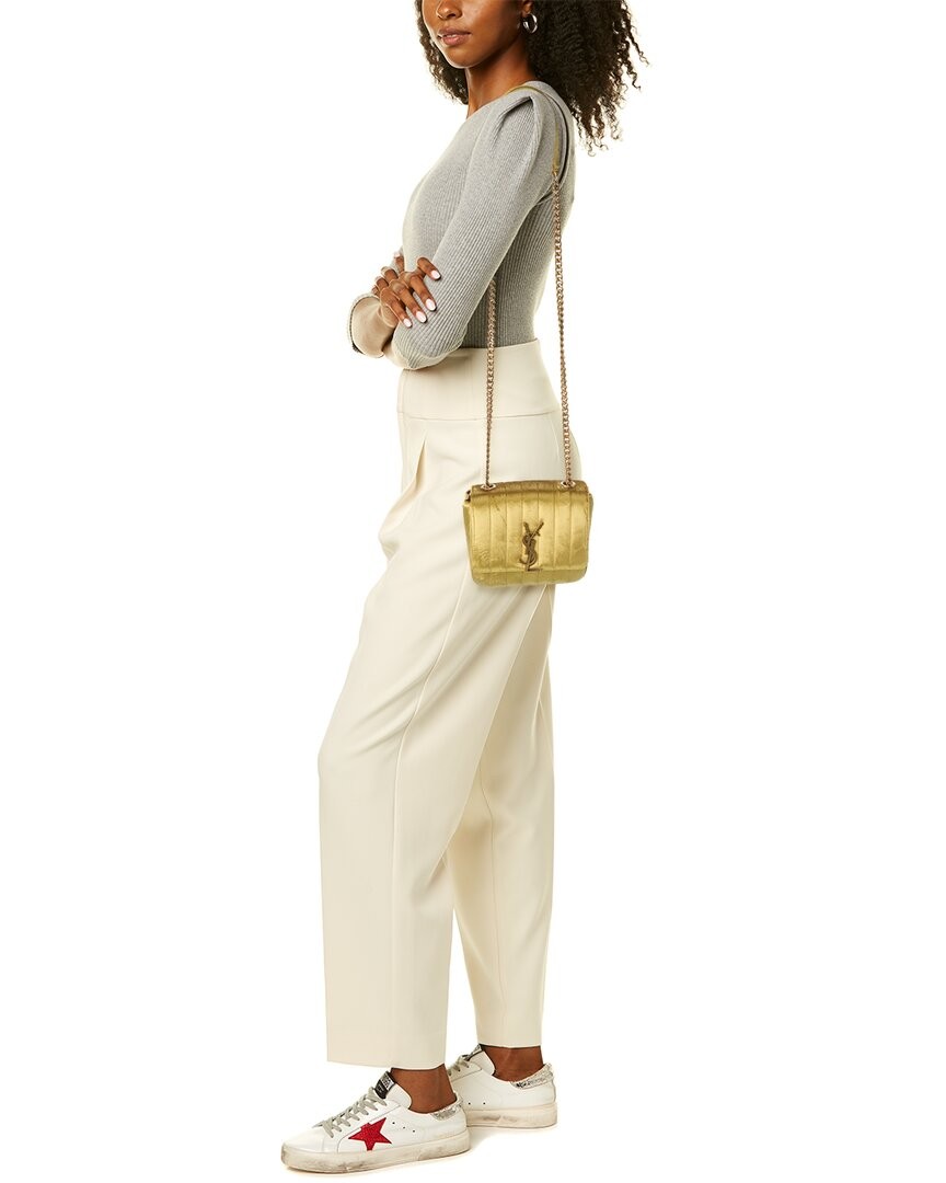 Saint Laurent Vicky piccola tracolla in velluto matelasse da donna