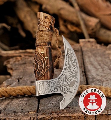 Viking Pizza Axe Handmade Carbon Steel Medieval Pizza Cutter Chopper Nordic axe