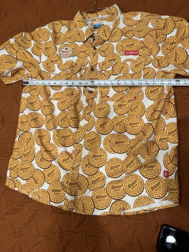 Magellan Shiner Bock Hemd Herren XL gelb Kronkorken Print Relaxed Fit Angeln - Bild 4 von 5