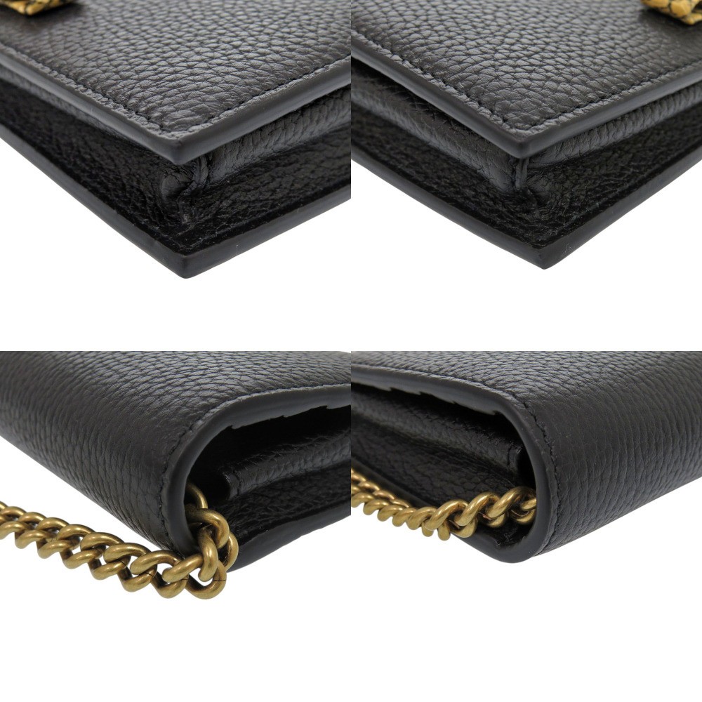 Gucci 746056 Python Leather Chain Shoulder Bag Bl… - image 4