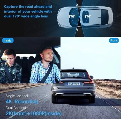Imazing Dual Dash Cam 4K Single Front or 2K Front and 1080P Cabin UltraHD 2160P - Picture 2 of 11