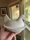 Indiana Hen On Nest Vintage Milk Glass White Covered Bowl Candy Dish