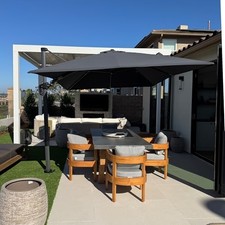 Left-right Tilting Patio Umbrella Outdoor Cantilever Swivel Rectangle Umbrella