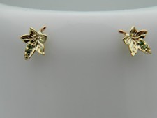 Welsh Clogau 9ct Yellow & Rose Gold Ivy Leaf Tsavorite Stud Earrings