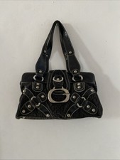 Borsa a tracolla GUESS Y2K vintage monogramma primi anni 2000 borchiata tracolla grossa nera
