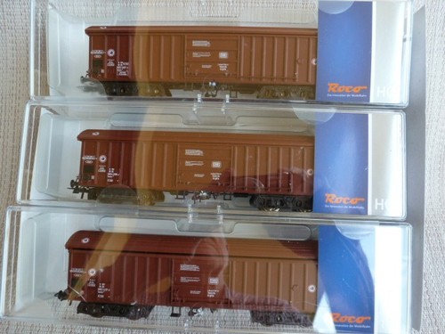 Roco 66042 Güterwagen H0 Set, 3 Schwenkdachwagen , 4 achsig der DB | Condition: Neu