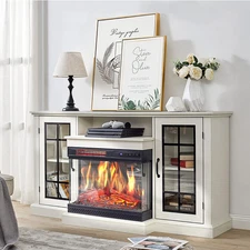 Modern TV Cabinet Electric Fireplace 5000BTU with Adjustable Thermostat & Remote