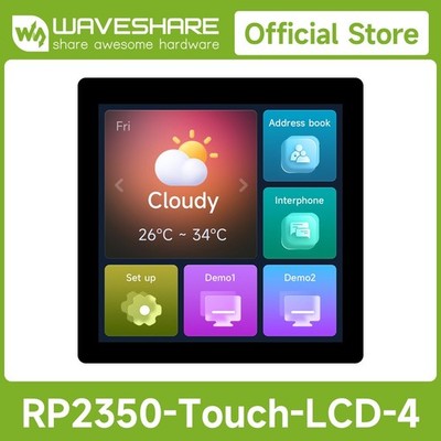 Waveshare RP2350 4inch Display Development Board, 480×480 IPS Panel Display