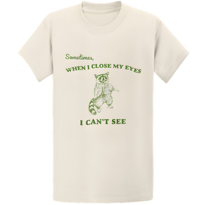 Gildan 5000 Sometimes When I Close My Eyes Raccoon T-Shirt, Funny Sarcastic Gift