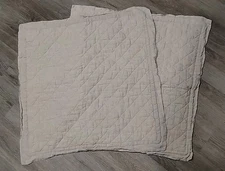 2 Pottery Barn Belgian Flax Linen Diamond Quilted Euro Shams 26" X 26" Flax *