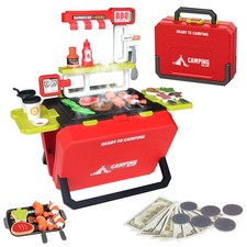 Kids Grill Playset, Pretend BBQ Play Grill, Interactive Kitchen Playset, Port...