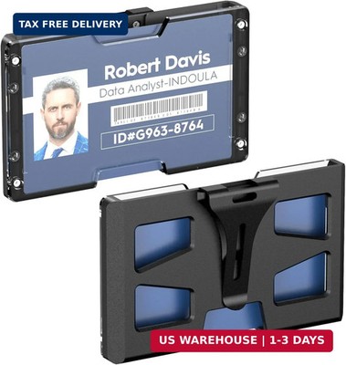 Horizontal Badge Holder - Durable Polycarbonate ID/Credit Holder with Metal Clip