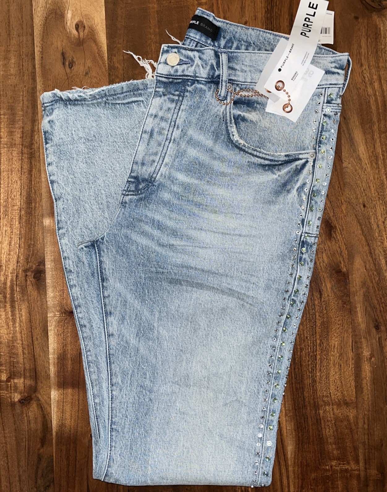 Designer Jeans • Purple Brand Denim Flares Stonewash • S 36x34 • CrystalStudded image 9