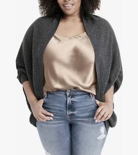 Ryllace Women’s Size 2X 100% Cashmere Open Cardigan Sweater Dark Gray XXL - Picture 2 of 9