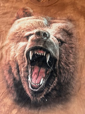 The Mountain Shirt Mens S Orange Bear Logo Grizzly Animal Logo Tie Dye Outdoor