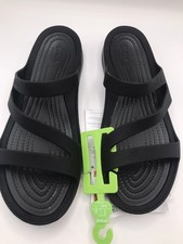 WOMEN'S CROCS BLACK/BLACK SWIFTWATER BEACH/POOL FLIP FLOP SANDAL SIZE 9 NWT