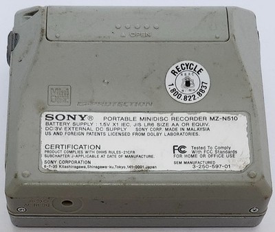 Sony Net MD Walkman MZ-N510 Type-S MiniDisc Player/Recorder Silver