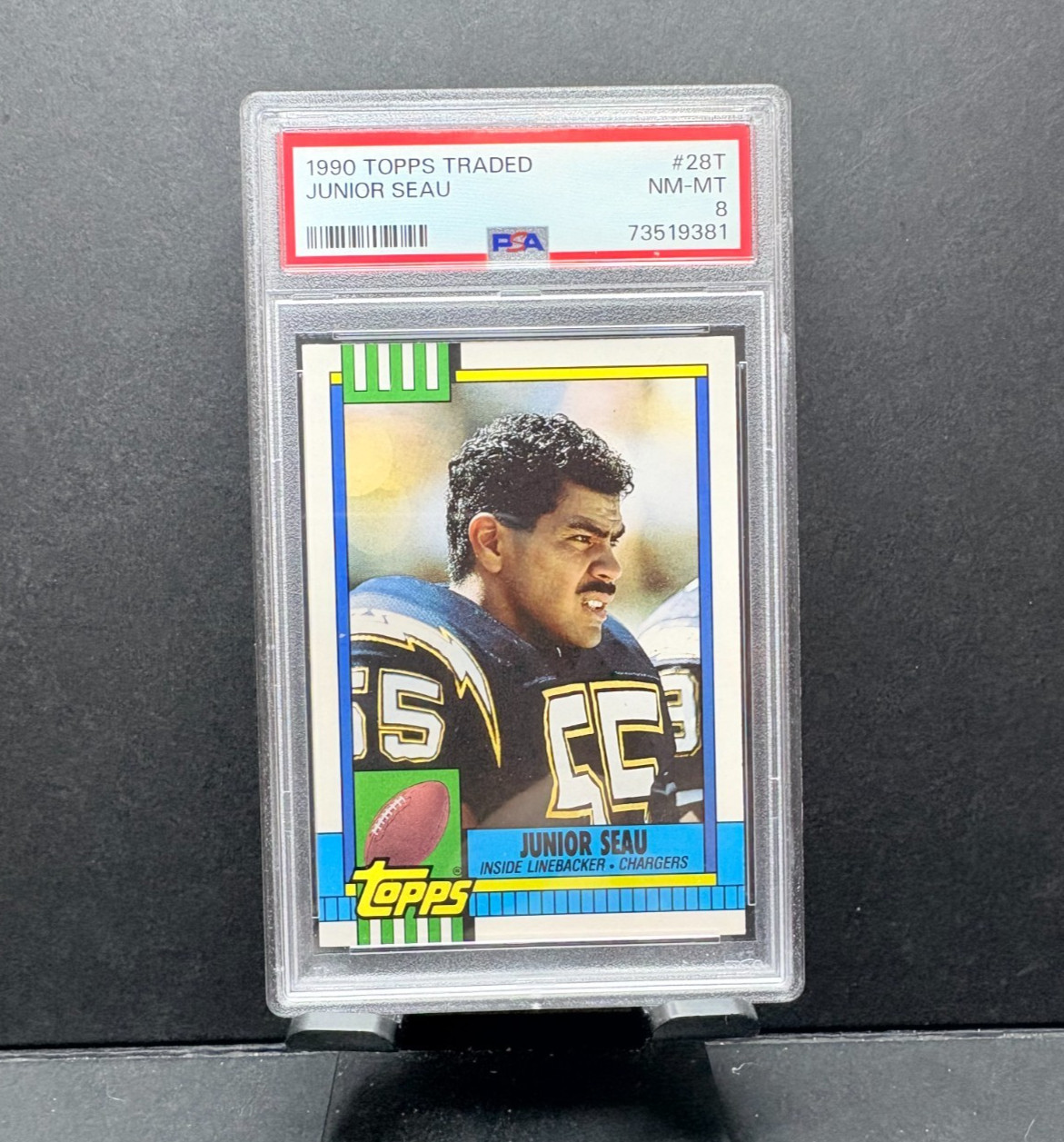 1990 Topps Traded - Junior Seau #28T (RC) PSA 8 Chargers