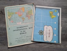 1957 Hammond's International Map of the World Wall Size Map 50" x 33" in Book