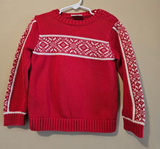 Hanna Andersson 100 Cotton Red Nordic Sweater size US 4 Euro 100 unisex, xmas