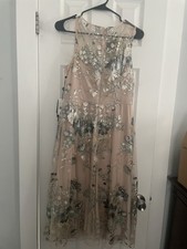 Adrianna Papell Women's Midi Dress with Foil Embroidery Size 8