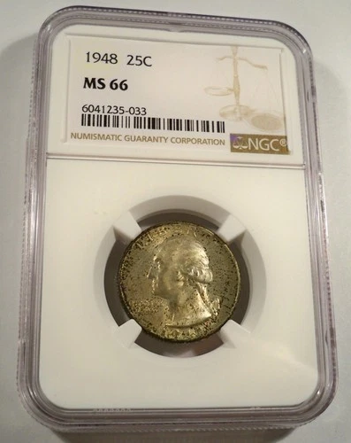 1948 NGC MS66 WASHINGTON QUARTER SILVER 25c MS 66 VERY NICE TONE