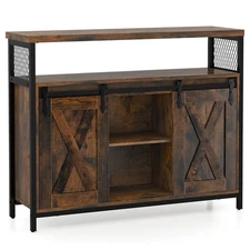 Industrial Buffet Sideboard Cabinet w/ Spacious Table Top Adjustable Shelves