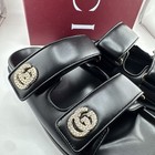 Gucci Nappa Double Strep GG Crystal Embellished Slide Sandals Size 37 EU 7 US — photo 2